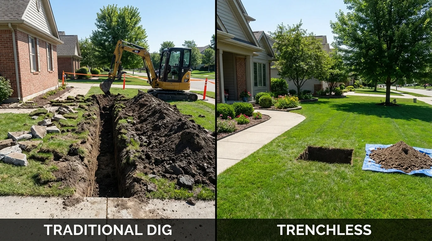 Trenchless sewer repair with minimal yard damage versus traditional excavation in Minturn, CO